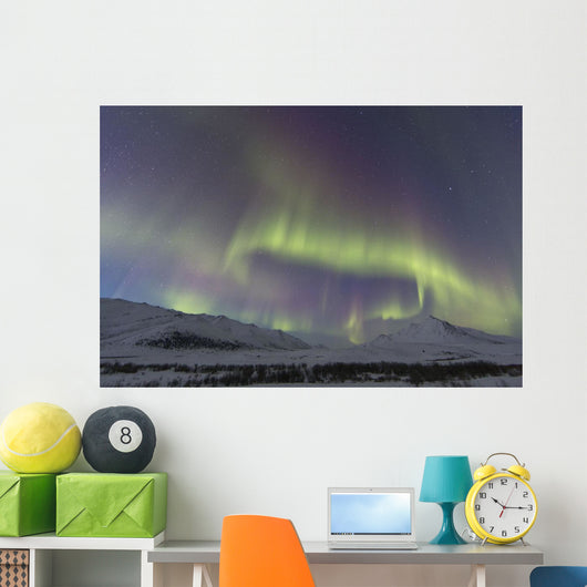 Aurora Borealis At Twilight Above Angelcomb Mountain Wall Mural