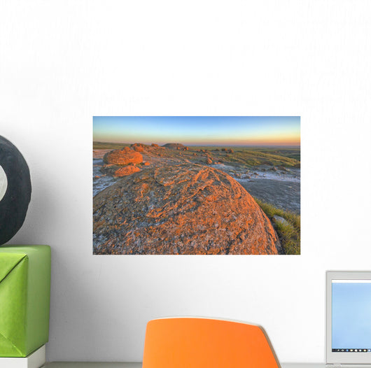 Sunset Over The Rocks At Red Rock Coulee Wall Mural