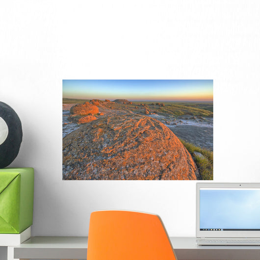 Sunset Over The Rocks At Red Rock Coulee Wall Mural