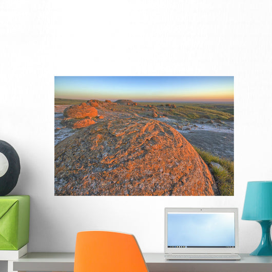 Sunset Over The Rocks At Red Rock Coulee Wall Mural