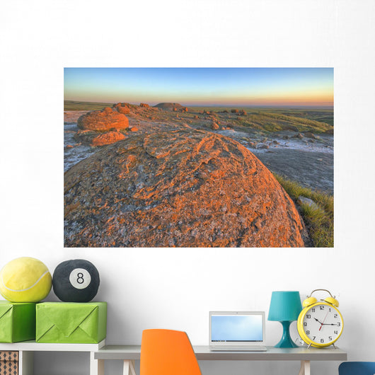 Sunset Over The Rocks At Red Rock Coulee Wall Mural