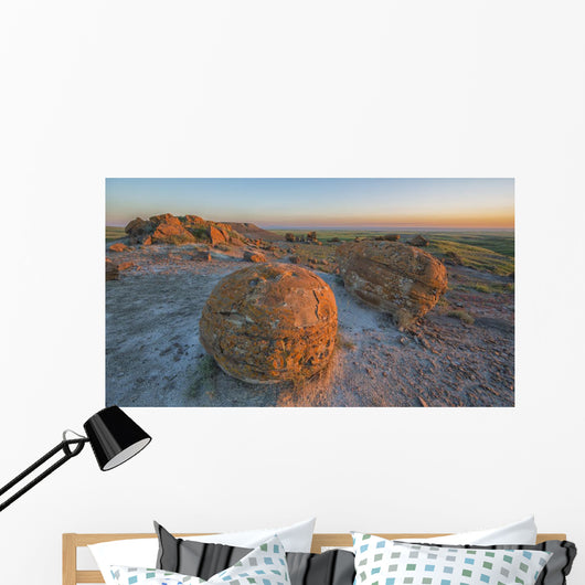 Sunset Over The Rocks At Red Rock Coulee Wall Mural