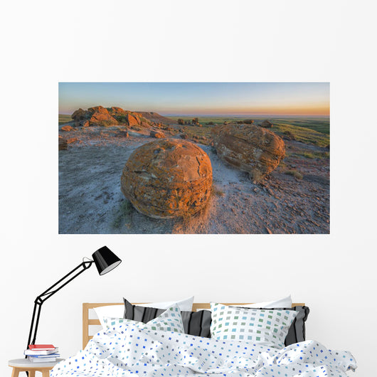 Sunset Over The Rocks At Red Rock Coulee Wall Mural
