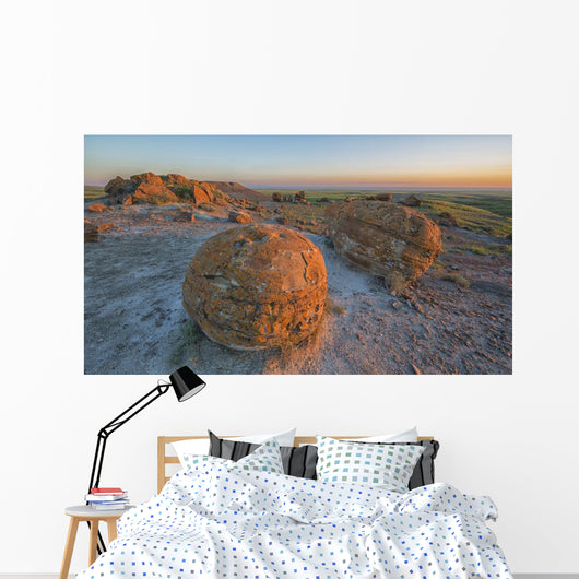 Sunset Over The Rocks At Red Rock Coulee Wall Mural