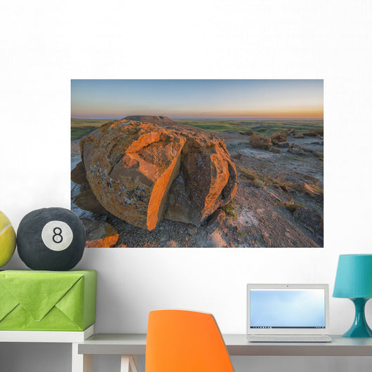Sunset Over The Rocks At Red Rock Coulee Wall Mural