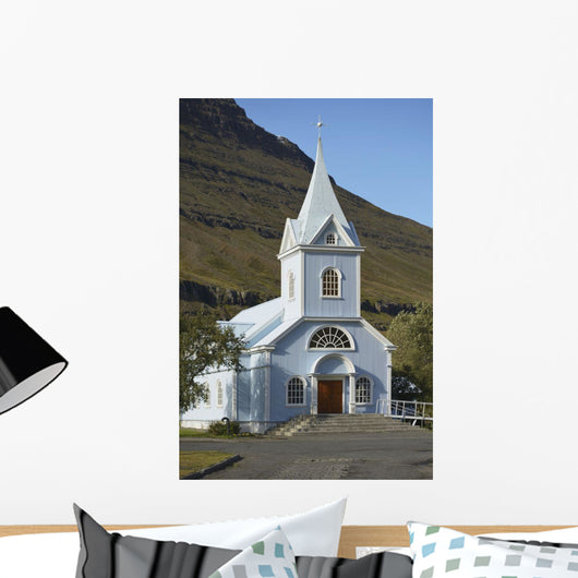 Blue Church Of Seydisfjordur Wall Mural