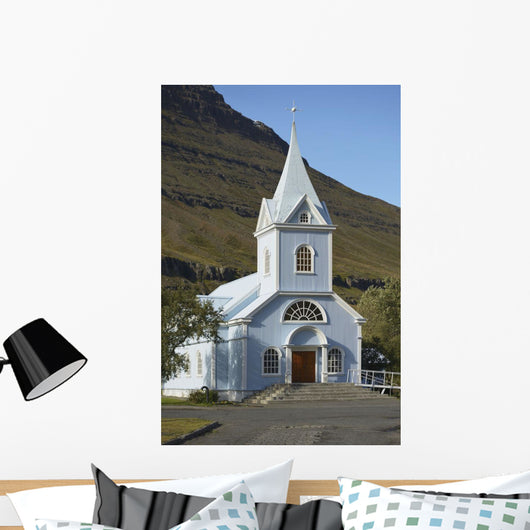 Blue Church Of Seydisfjordur Wall Mural
