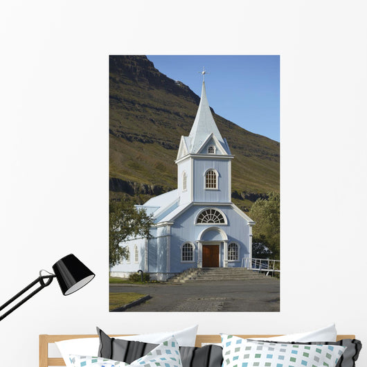 Blue Church Of Seydisfjordur Wall Mural