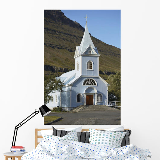 Blue Church Of Seydisfjordur Wall Mural