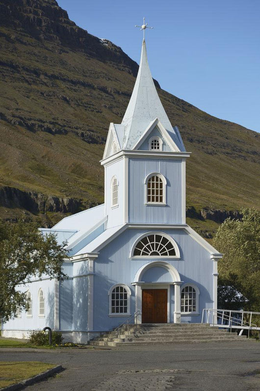 Blue Church Of Seydisfjordur Wall Mural