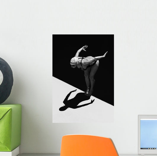 Woman Prepares to Jump Wall Decal 2