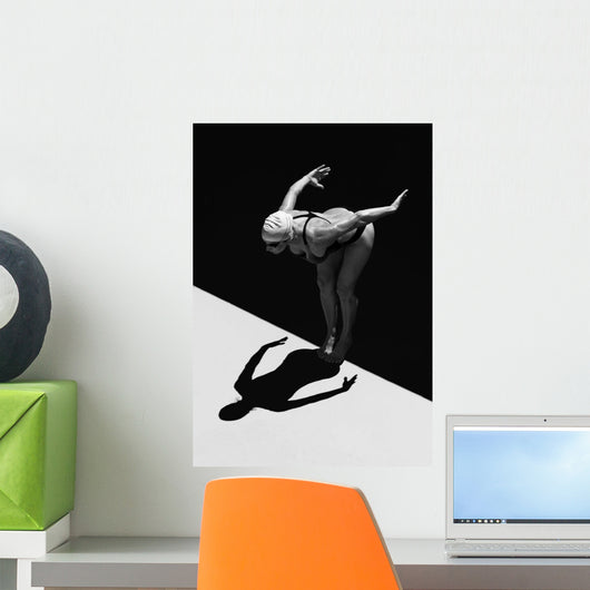 Woman Prepares to Jump Wall Decal 2