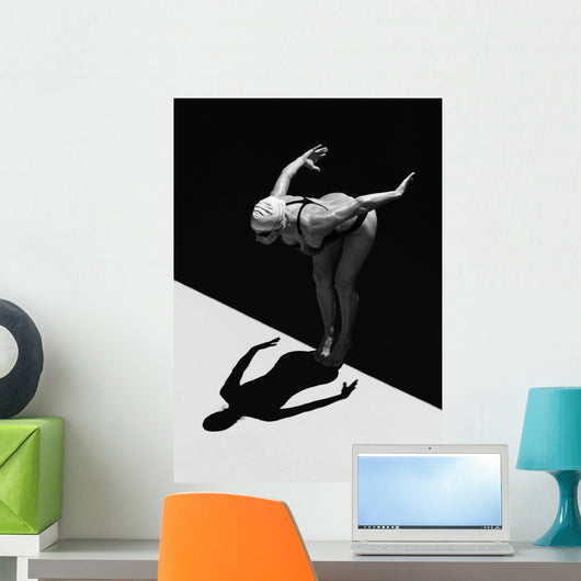 Woman Prepares to Jump Wall Decal 2