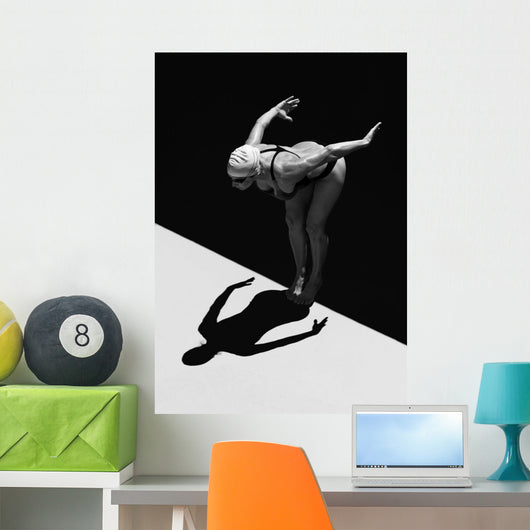 Woman Prepares to Jump Wall Decal 2