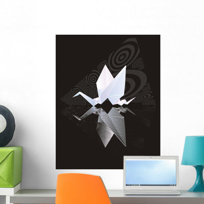 Origami Dragon Wall Mural shown on a wall