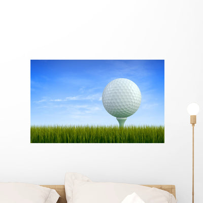 Golf Ball Wall Mural shown on a wall