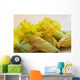 Close Up Of Zucchini Blossoms With Water Drops On Wooden Cutting Board Wall Mural