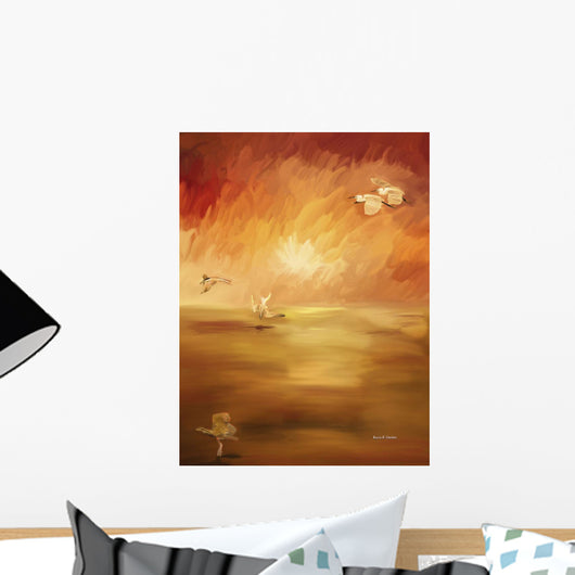 Computer Generated Image Of Birds Flying And Landing Wall Mural