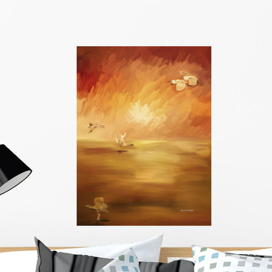 Computer Generated Image Of Birds Flying And Landing Wall Mural