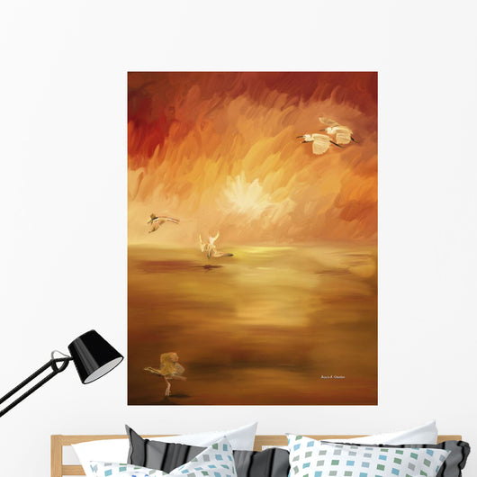 Computer Generated Image Of Birds Flying And Landing Wall Mural