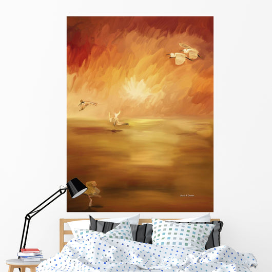 Computer Generated Image Of Birds Flying And Landing Wall Mural