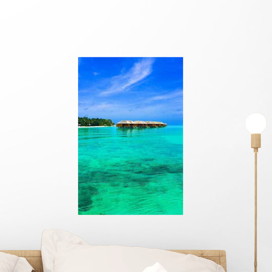 Water Bungalows Tropical Island Wall Decal