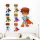 Young cartoon superheroes Wall Decal