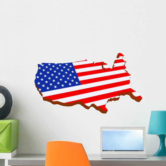 Usa Flag Map Wall Decal