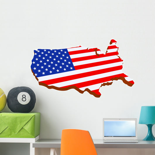 Usa Flag Map Wall Decal