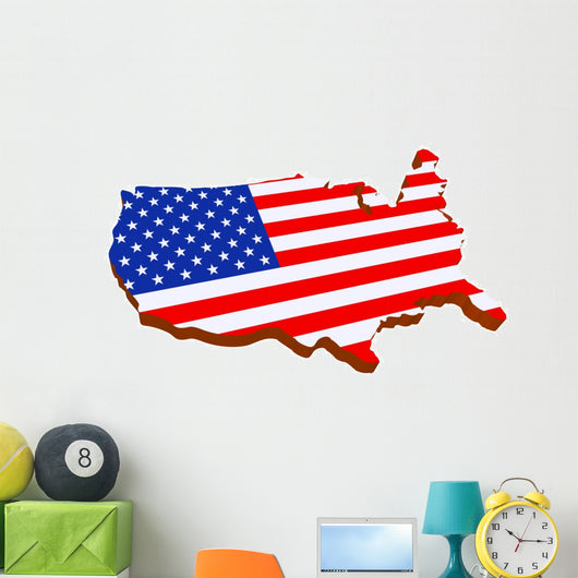 Usa Flag Map Wall Decal