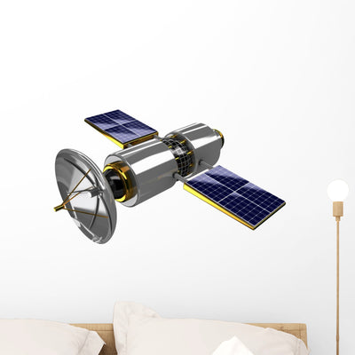 Broadcasting Space Satellite Wall Decal shown on a wall