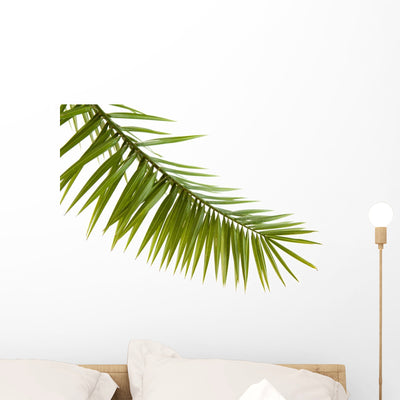 Green Palm Leaf White Wall Decal shown on a wall