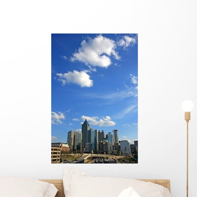 Atlanta Cityscape Dusk Wall Decal shown on a wall