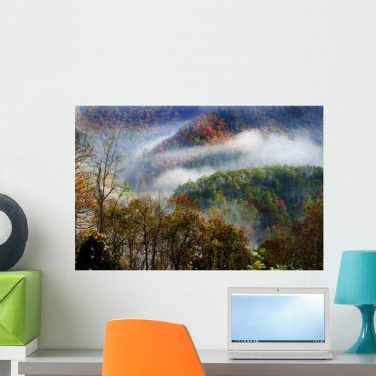 Fog between Mountain Peaks Wall Decal