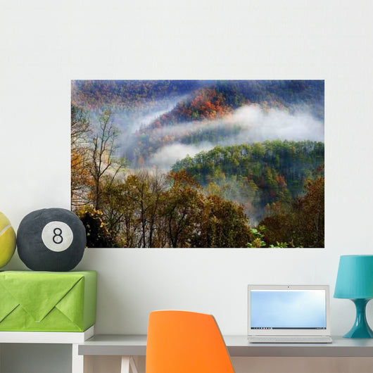 Fog between Mountain Peaks Wall Decal