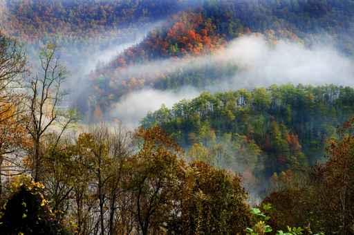 Fog between Mountain Peaks Wall Decal