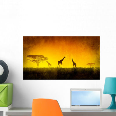 African Landscape Wall Mural shown on a wall