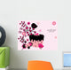 floral background with cupcake and birds Wall Mural
