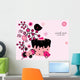 floral background with cupcake and birds Wall Mural
