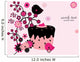 floral background with cupcake and birds Wall Mural