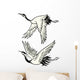 Illustrated Japanese Cranes Wall Decal