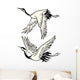 Illustrated Japanese Cranes Wall Decal