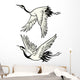 Illustrated Japanese Cranes Wall Decal
