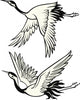 Illustrated Japanese Cranes Wall Decal