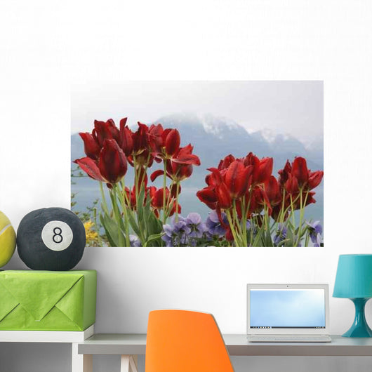 Tulips and Poppies Sky Wall Decal