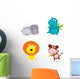 Cute safari animals set - hippo, rhino, lion and monkey Wall Decal