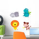 Cute safari animals set - hippo, rhino, lion and monkey Wall Decal