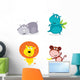 Cute safari animals set - hippo, rhino, lion and monkey Wall Decal