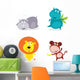 Cute safari animals set - hippo, rhino, lion and monkey Wall Decal
