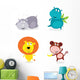 Cute safari animals set - hippo, rhino, lion and monkey Wall Decal